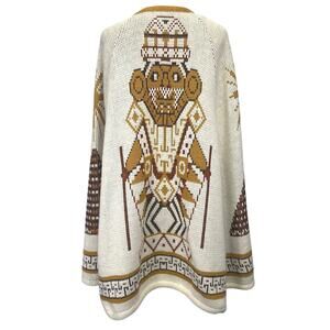 Vintage 70s Sturbridge Aztec Poncho Sweater Womens L Boho Hippie Heritage Retro